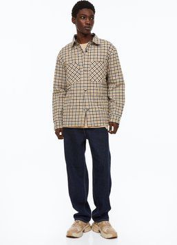 Куртка-сорочка утеплена H&M 271070735 L Кремовий/Бежевий/Чорний