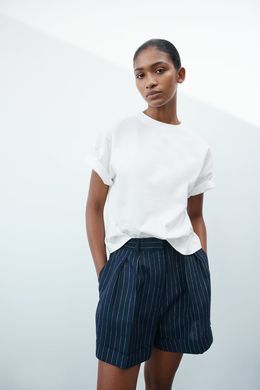 Шорти лляні H&M 271237767 S Темно-сині