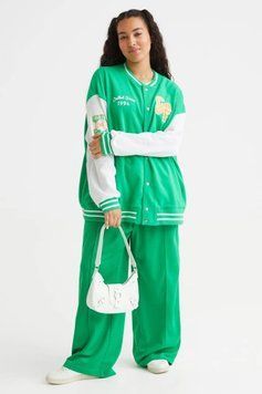 Бомбер H&M 271109171 XXL Зелений/Білий