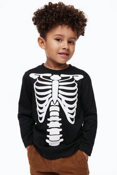 Лонгслив H&M 271078511 98 Черный/Белый