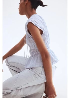 Блуза H&M 271281215_strip L Білий/Синій