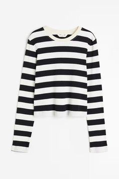 Лонгслив H&M 271193362 S Черный/Белый