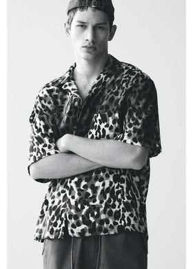 Сорочка H&M 271214915 S Сірий/Леопардовий