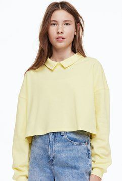 Світшот вкороченний H&M 271126691 146 Жовтий