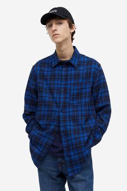 Сорочка H&M 271174601 M Синій/Чорний