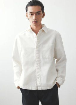 Сорочка джинсова H&M 271257566 M Білий