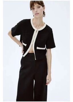 Кардиган H&M 271263574 S Чорний/Кремовий