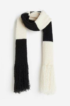 Шарф H&M 271191804 165*25 Чорний/білий