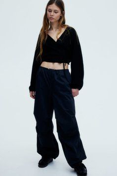 Штани парашути H&M 271214225 XS Чорний