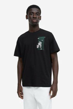 Футболка H&M 270684021 S Чорний/Рисунок