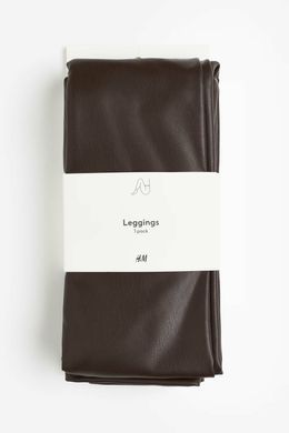 Легинсы утепленные из искуственной кожи H&M 270992042_brown XL Коричневый