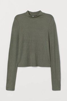 Лонгслив H&M 270818754 XL Темно-Зеленый