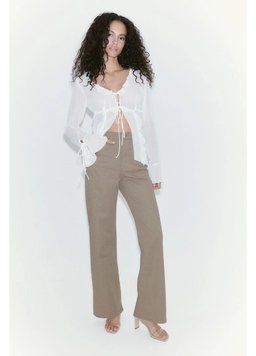 Джинси H&M 271107360_greige 34 Сіро-бежевий