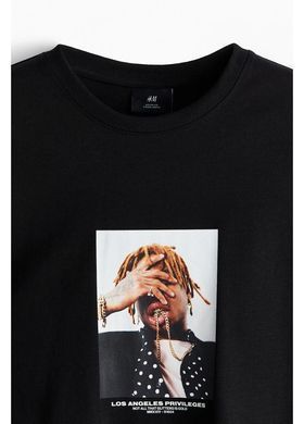 Футболка оверсайз H&M 271238203_LA S Чорний/Малюнок