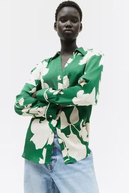 Блуза H&M 271239255 XXL Зелений/Кремовий