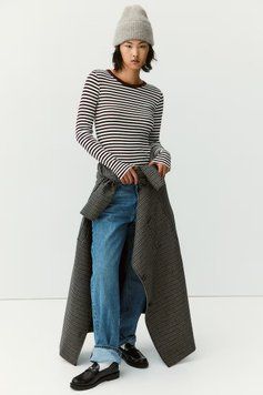 Лонгслив H&M 271203084_violet L Белый/Фиолетовый