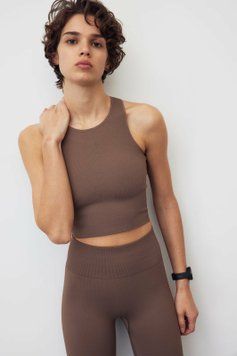 Топ спортивний H&M 271143646 M Темно-Коричневий