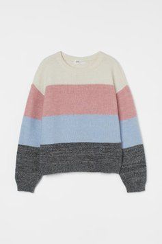 Джемпер оверсайз H&M 270996819 170 Білий/Рожевий/Блакитний/Сірий