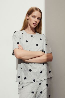 Футболка пижамная H&M 270970593_greyheart XS Серый