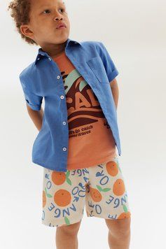 Шорты H&M 271228402_orange 104 Бежевый/Оранжевый