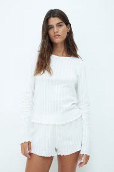 Лонгслив пижамный H&M 271261419_top L Белый