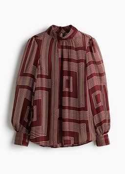 Блуза прозора H&M 271160381_burgundy XS Бордовий/Білий