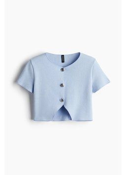 Трикотажний кардиган з коротким рукавом H&M 271276112_blue L Блакитний