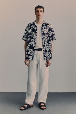 Сорочка H&M 271223110 S Темно-синій/Білий