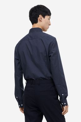 Сорочка H&M 270976709 M Темно-Синій/Білий