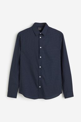 Сорочка H&M 270976709 M Темно-Синій/Білий