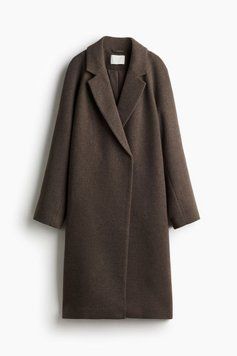 Пальто H&M 271159193 S Темно-коричневий