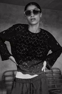 Блуза прозора H&M 271225515 XS Чорний