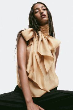 Блуза прозора без рукавів H&M 271202580_brown M Світло-Коричневий