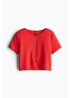 Кардиган трикотажний з короткими рукавами H&M 271276112_red S Червоний
