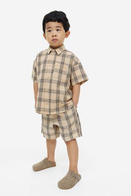 Шорты з льном H&M 271135257 122 Бежевый/Черный