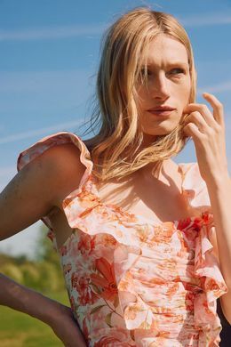 Топ лляний H&M 271224824 L Білий/Персиковий