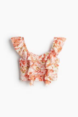 Топ лляний H&M 271224824 L Білий/Персиковий